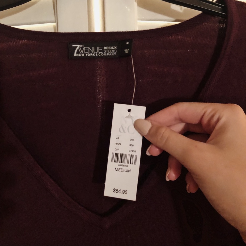 NY&Co burgundy sweater with sleeve detail